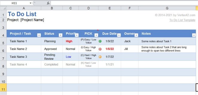 Excel Templates for Project Management6